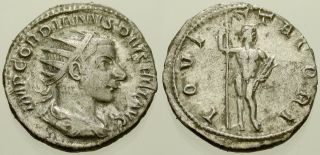 018.  Roman Silver Coin.  Gordian Iii.  Ar Antoninianus.  Rome.  Jupiter.  Vf