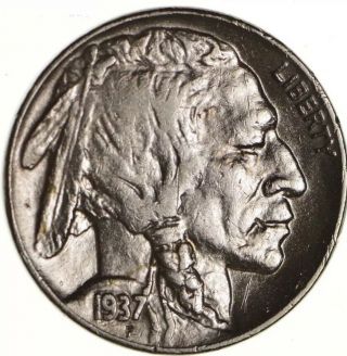 1937 - D Buffalo Nickel Full Horn Solid Coin