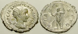 017.  Roman Silver Coin.  Gordian Iii.  Ar Antoninianus.  Rome.  Virtus.  Vf