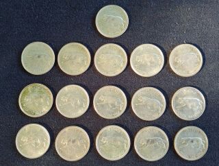 Canada 16 X 1967 Silver Cougar Quarters