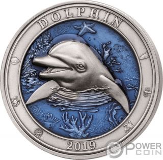 Dolphin Underwater World 3 Oz Silver Coin 5$ Barbados 2019