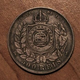 1888 Brazil 500 Reis,  SILVER,  KM 472,  VF 3