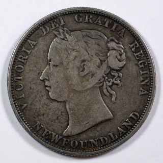 1885 Newfoundland Canada Victoria 50 cent SILVER Half Dollar pretty coin 2