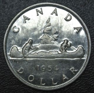 Old Canadian Coin 1954 - $1 Dollar -.  800 Silver - Eliz Ii - Coin