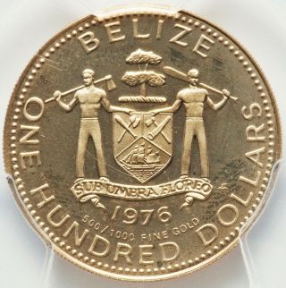 Belize $100 Gold Proof Ancient Mayan Symbols 1976 - Fm Deep Cameo Proof 69 Pcgs