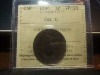 Canada One Cent 1896 Far 6,  Iccs Vf - 20