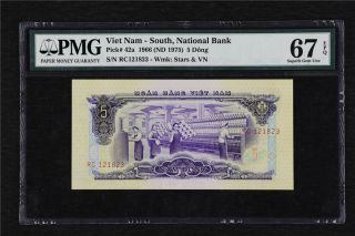 1966 Viet Nam South National Bank 5 Dong Pick 42a Pmg 67 Epq Gem Unc