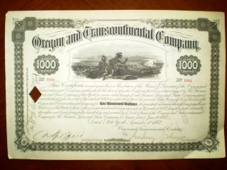 The Oregon And Transcontinental Company $1000 Bond Cancelled 1882