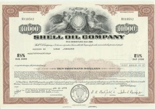 $10,  000 Shell Oil Company Bond Stock Certificate Gas Refining