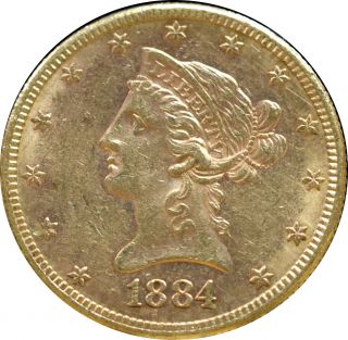 1884 - S $10 Liberty Gold Eagle Choice Au/bu Problem - Z - Xypp