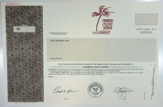 Fl.  Caribbean Cigar Co. ,  1998 Odd Shrs Common Stock Specimen Certificate,  Xf