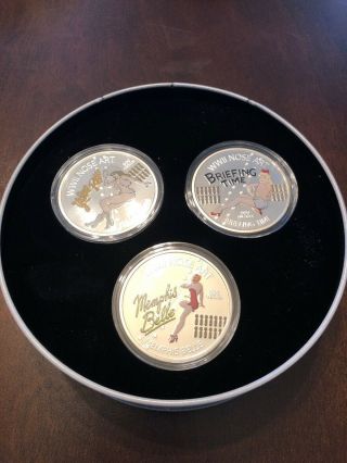 2012 Wwii Nose Art World War 2 Bombers 3 X 1 Oz Silver Proof Coin Set