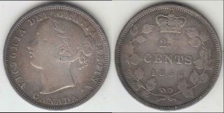 One Year Type 1858 Canada Twenty Cent Piece Vg - F
