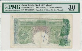 Bank Of England Great Britain 1 Pound (1955 - 60) Offset Printing Error Pmg 30