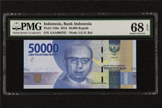 2016 Indonesia Bank Indonesia 50000 Rupiah Pick 159a Pmg 68 Epq Unc