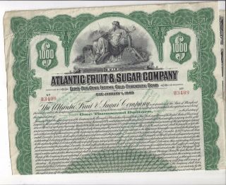 Atlantic Fruit & Sugar Company.  Gold Debenture Bond Due 1949