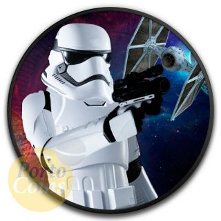 2018 1oz Niue Silver $2 Star Wars Stormtrooper Spaceship Colorized Ruthenium