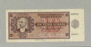 Turkey 10 Lira 1942