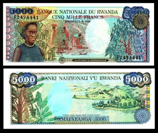 Rwanda / Africa,  5000 Francs,  1988,  P - 22,  Unc