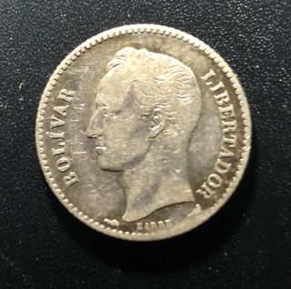 Venezuela 1911 One Bolivar Silver Coin: Better Year
