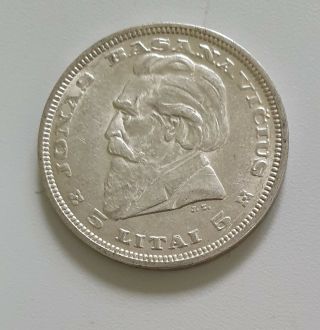 Lithuania 1936 5 Litai Silver Coin