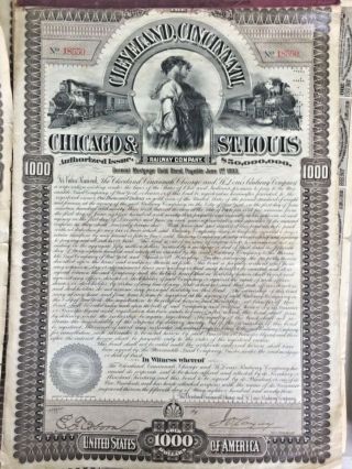 40 Railroad Stock Bond Certificates 1800’s 1900’s Studebaker Packerd All Signed 3