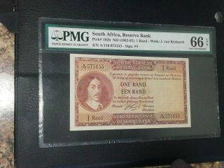 1962 South Africa R1 (1 Rand) Signed By Gerhard Rissik - Pmg 66
