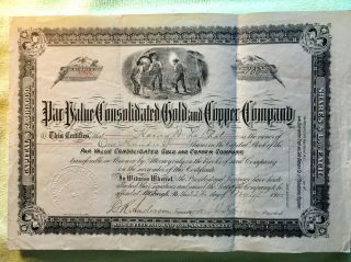 Chaffee County Colorado Colo Mining Stock Certificate Par Value Gold Copper 1905