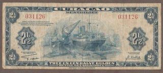 1942 Curacao 2 1/2 Gulden Note