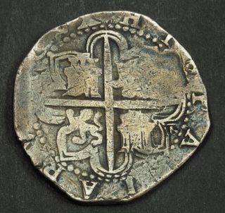 1598,  Kingdom Of Spain,  Philip Ii.  Large Silver 8 Reales Cob Coin.  Seville