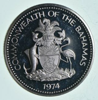 Silver - World Coin - 1974 Bahamas 1 Dollar - World Silver Coin - 18g 968