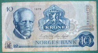 Norway 10 Kroner Note From 1979,  P 36 C,  Nansen