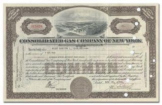 Consolidated Gas Company Of York Stock Certificate