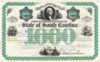 State of South Carolina SC 18 - - (unissued) Stock Bond Certificate 6