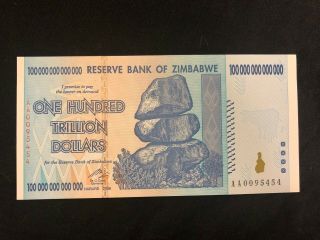 Z$ 10,  20,  50 and 100 Trillion | Uncirculated AA Trillion Z$ Set | 2008 Zimbabwe 3