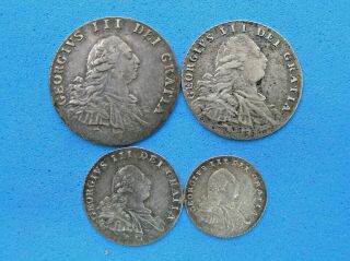 1792 Maundy Set 4 Silver Coins George Iii Great Britain,  Toned,  Km - Mds60