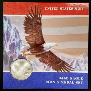 2008 Uncirculated Bald Eagle Silver Dollar And Medal Set