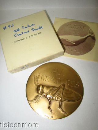 Vintage Society Of Medalists 93rd Issue Bronze Medal Creatures Great & Small 