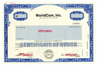 Georgia.  Worldcom,  Inc. ,  Ca.  1980s Specimen Stock Certificate " Bernie Ebber " Scam