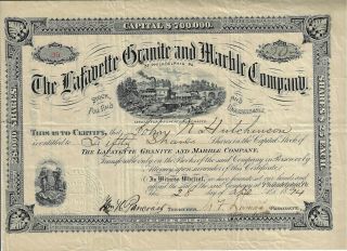 Pennsylvania 1894 Lafayette Granite & Marble Co Of Phila Stock Certificate 30