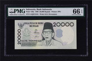 1998 Indonesia Bank Indonesia 20000 Rupiah Pick 138a Pmg 66 Epq Gem Unc