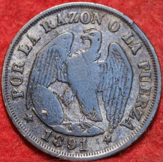 1891 Chile 20 Cents Foreign Coin