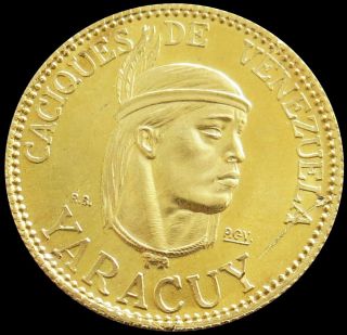1957 Gold Yaracuy Venezuela 6 Gram Indian Caciques Coin