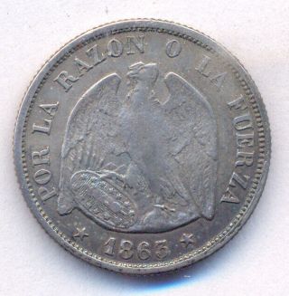 Chile Silver Aguila 20 Centavos 1863 Muy Rara Y Bella
