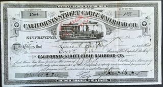 California Street Railroad Co Stock 1919 San Francisco 