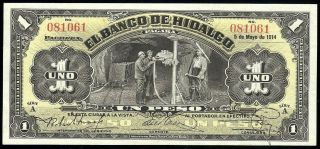 Mexico M - 368a¦bk - Hid - 1 (s - 304) Banco De Hidalgo 1 Peso A,  5.  5.  1914 Ef/au,