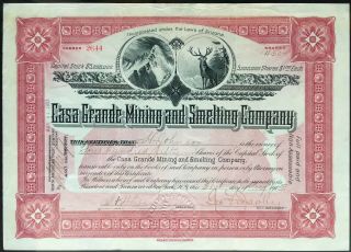 Casa Grande Mining & Smelting Company Stock 1903 Pinal County,  Az Copper Vf