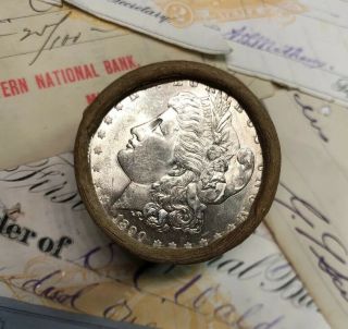 (ONE) UNCIRCULATED $10 Silver Dollar Roll 1890 and CC - PL Morgan Dollar Ends 2