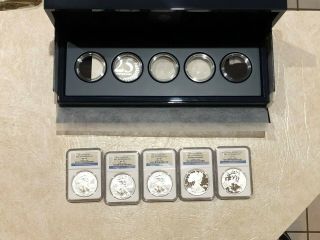 2011 Silver Eagle 25th Anniversary 5 Coin Set,  Owner,  Boxes