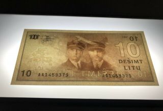 LITHUANIA 10 Litu (1991) Litas UNC banknote Seria AA 3
